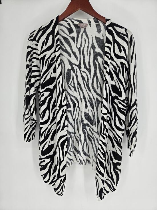 Chico's Sweaters - Chico's Zebra Print Linen Blend Open Front Cardigan Vanity Size 2 (Large)
